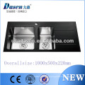 DS10050C Leeds black glass kitchen sink China handmade
